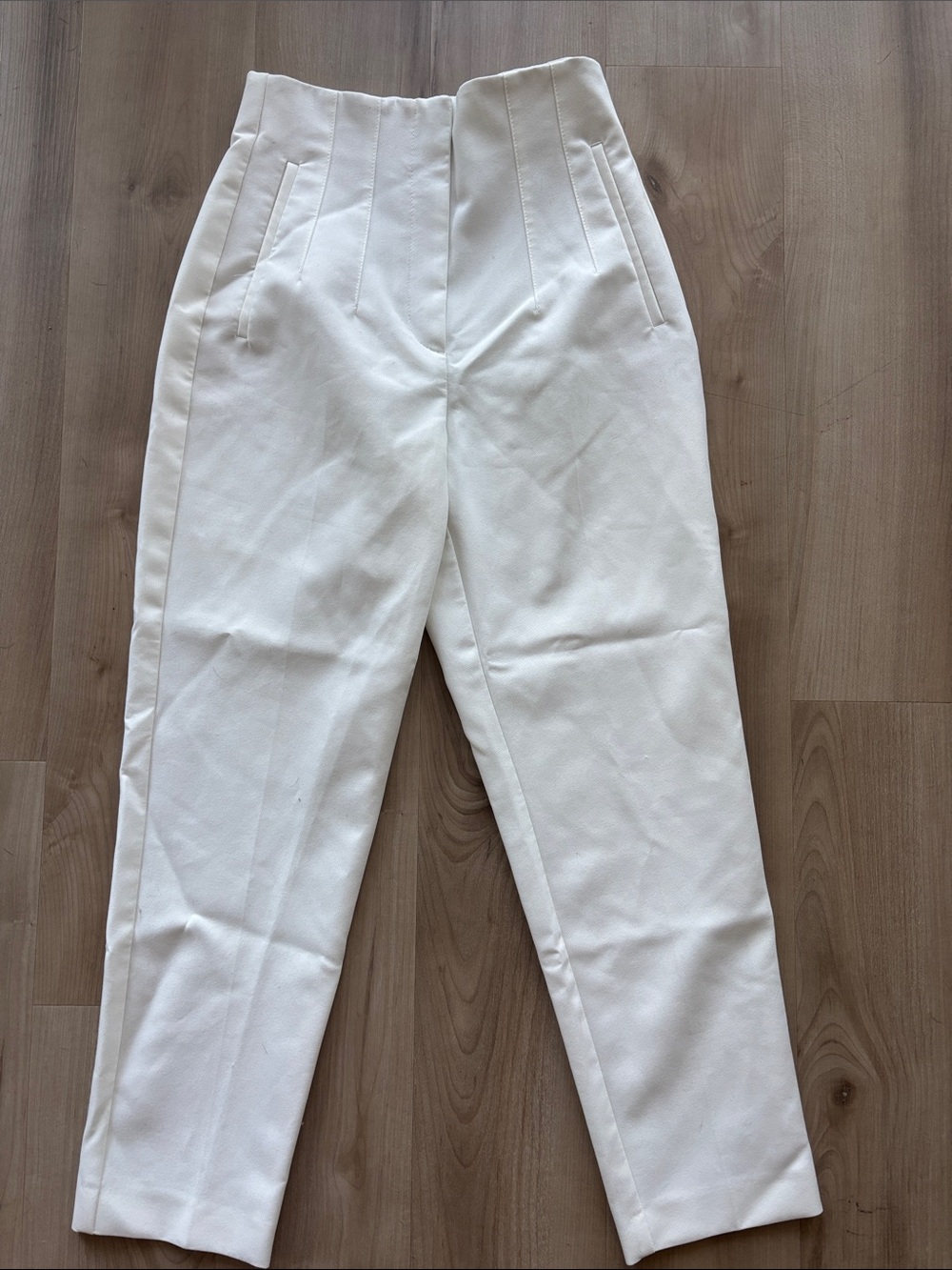 Zara Cream High-Waist Tailored Pants